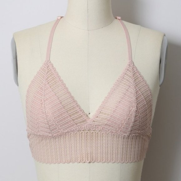 🆕 Ibiza - Blush Ribbed Lace Bralette - Picture 3 of 4
